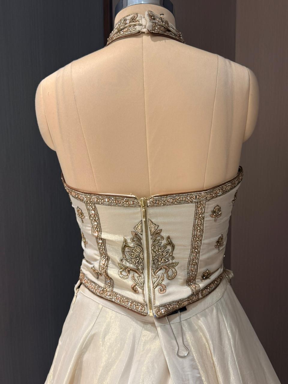 Nyraa Gold & Ivory Embroidered Lehenga Choli