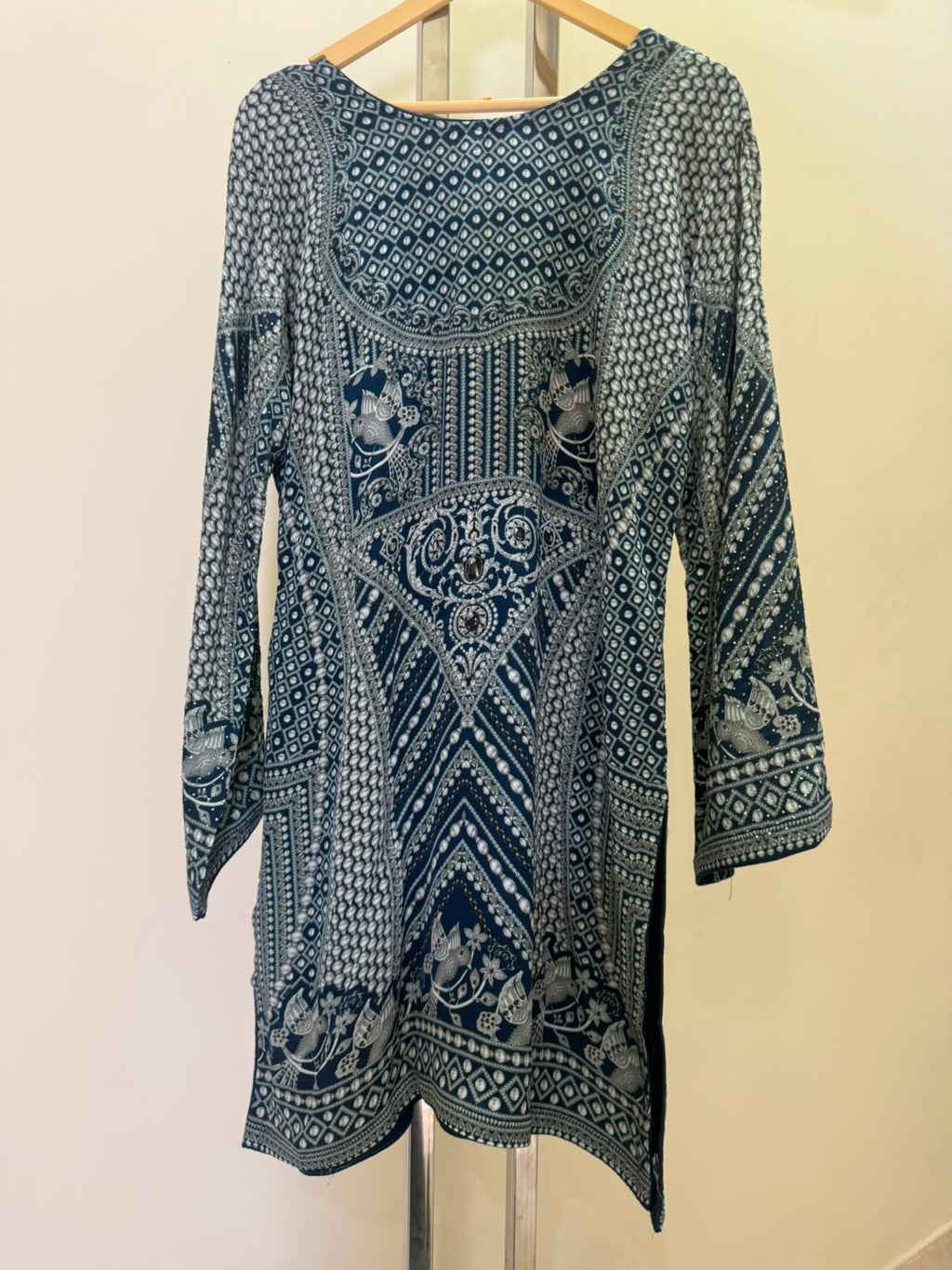ARYA Navy Blue Printed 3-Piece Sharara Suit with Dupatta