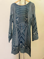 ARYA Navy Blue Printed 3-Piece Sharara Suit with Dupatta