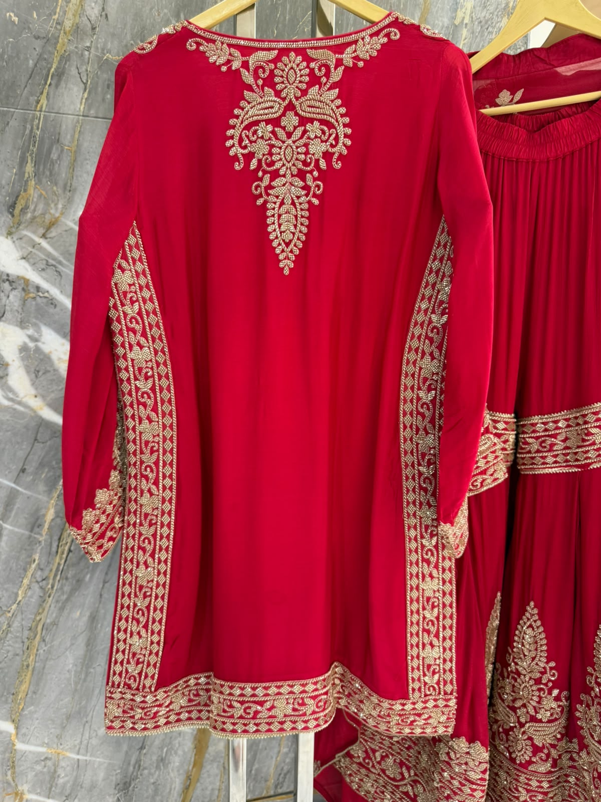 Arya Sharara Suit with Gold Embroidery