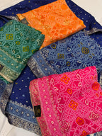 Neer Bandhani Silk Suit with Banarsi Border
