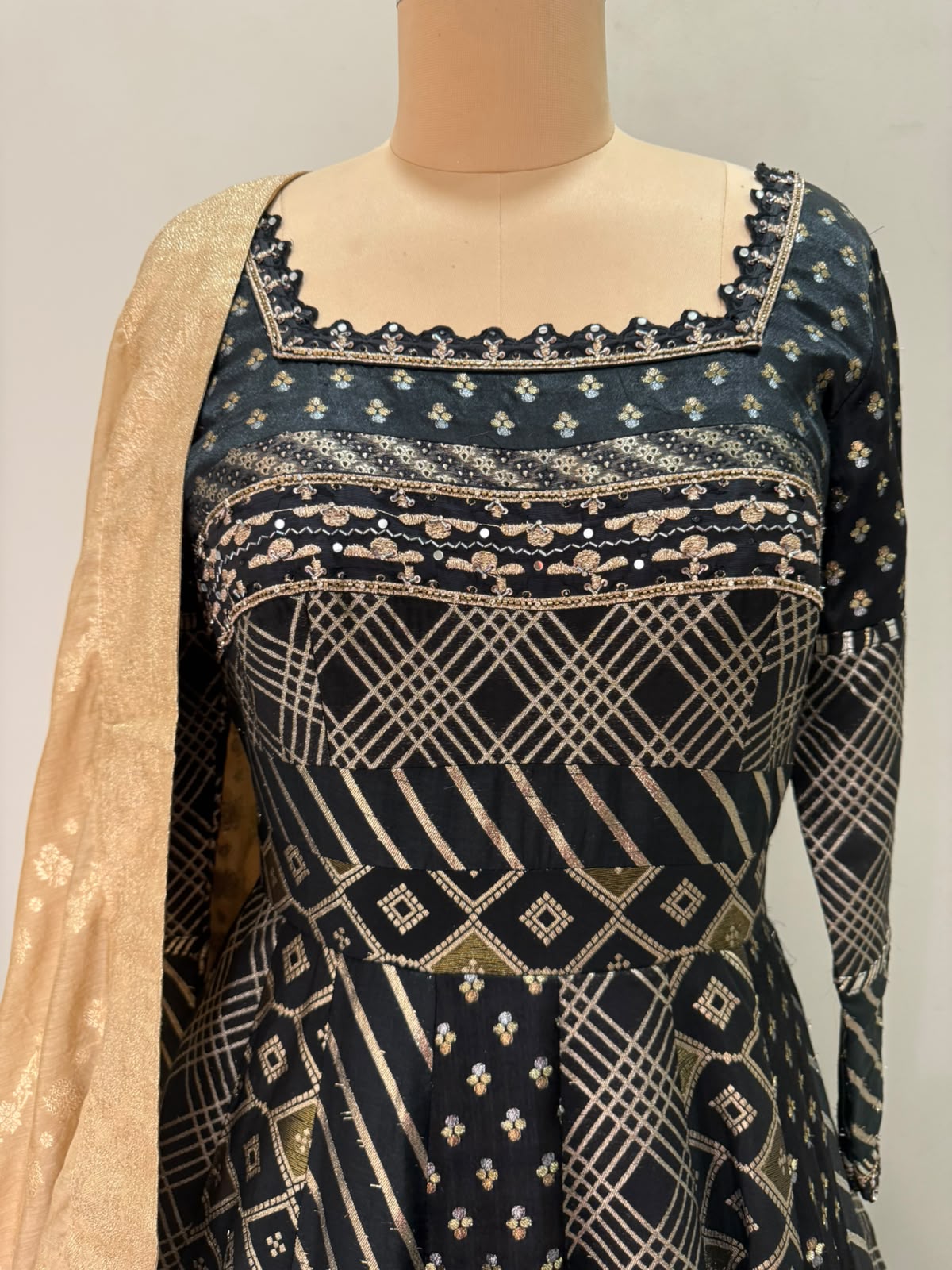 Mira Black Anarkali Suit Set with Golden Dupatta