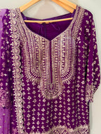 ARYA Purple Embroidered Sharara Suit