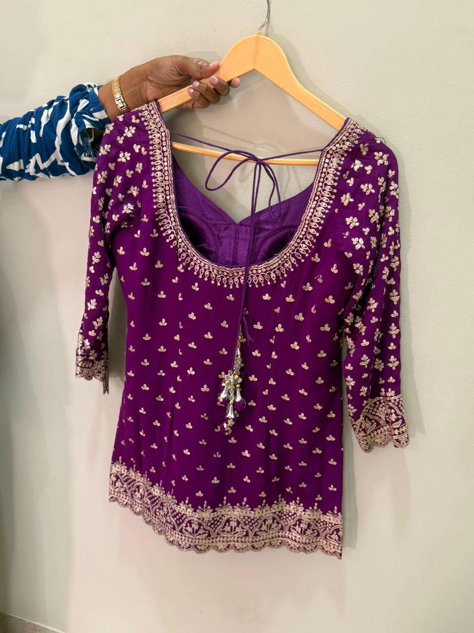 ARYA Purple Embroidered Sharara Suit