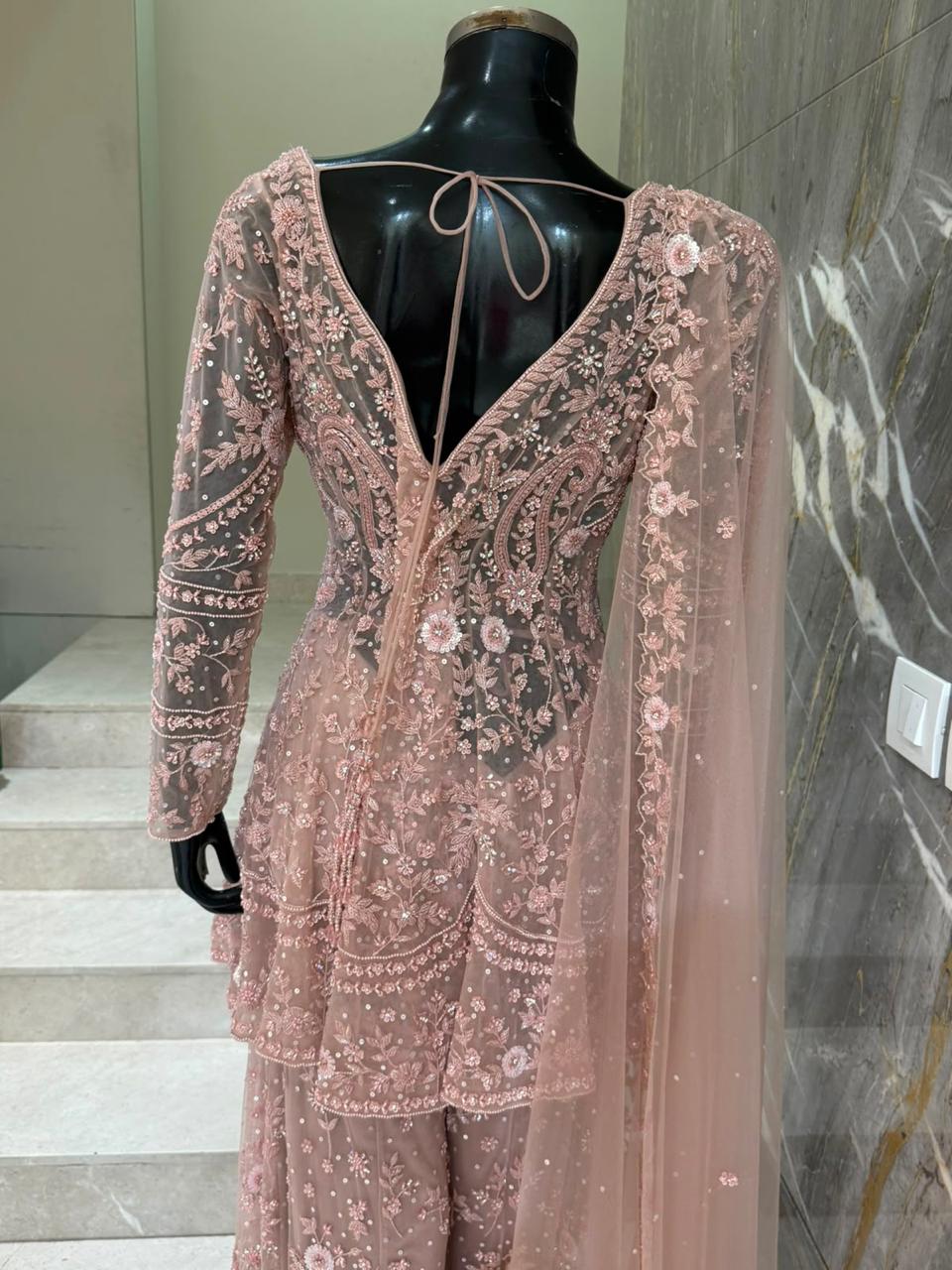 ARYA Blush Pink Embroidered Sharara Set