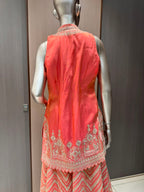 ARYA Orange Embroidered Sharara Suit