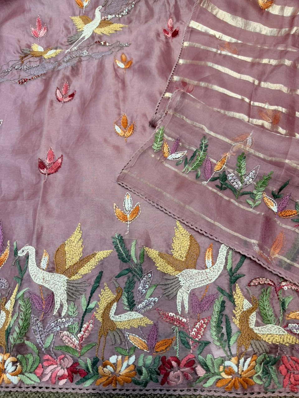 Neer Mustard Yellow Organza Suit- Dupatta