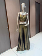 AKRITI Olive Green Embroidered Indo-Western Peplum Set