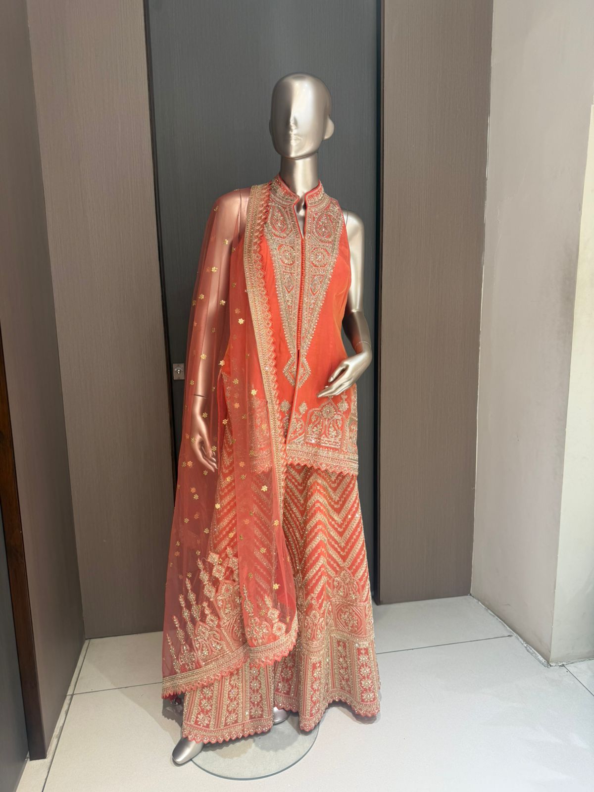 ARYA Orange Embroidered Sharara Suit