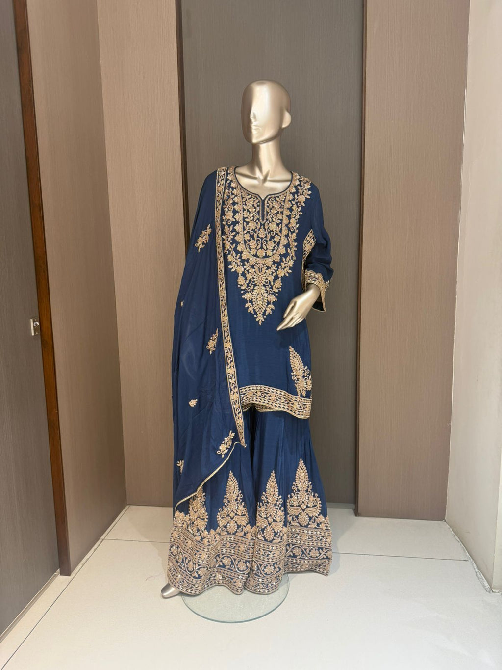 Arya Sharara Suit with Gold Embroidery