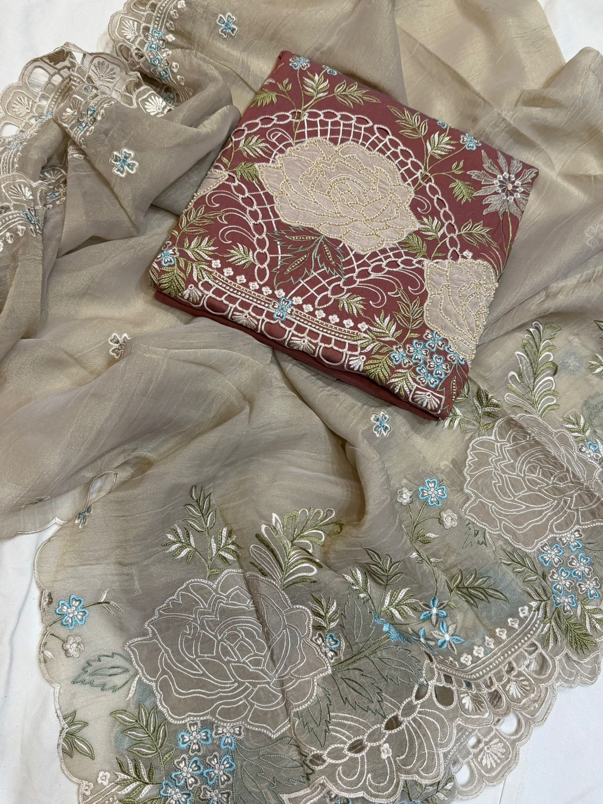 Neer Yellow Shimmer Organza Suit-Dupatta