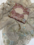 Neer Yellow Shimmer Organza Suit-Dupatta