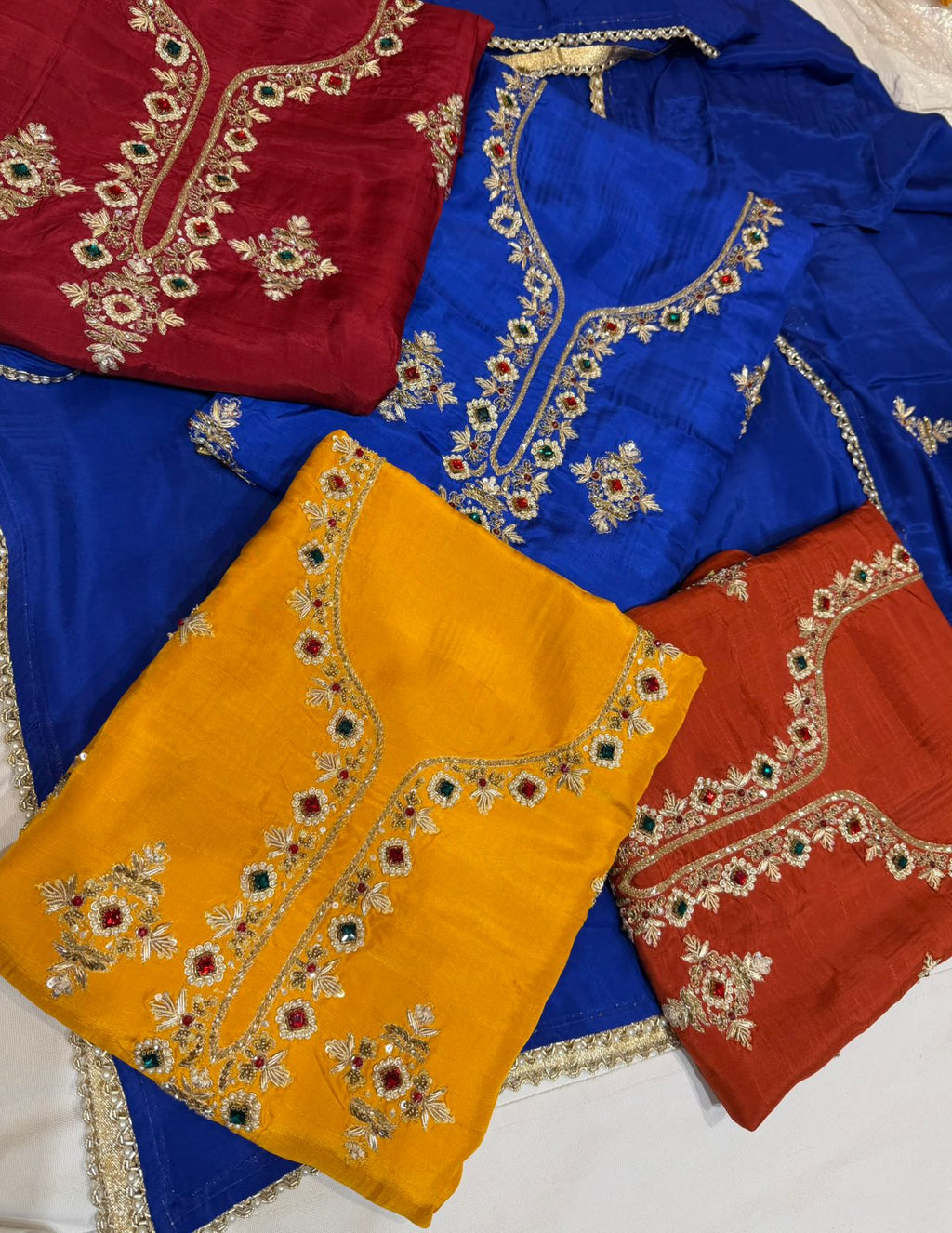 Neer Navy Blue Embroidered Suit Dupatta