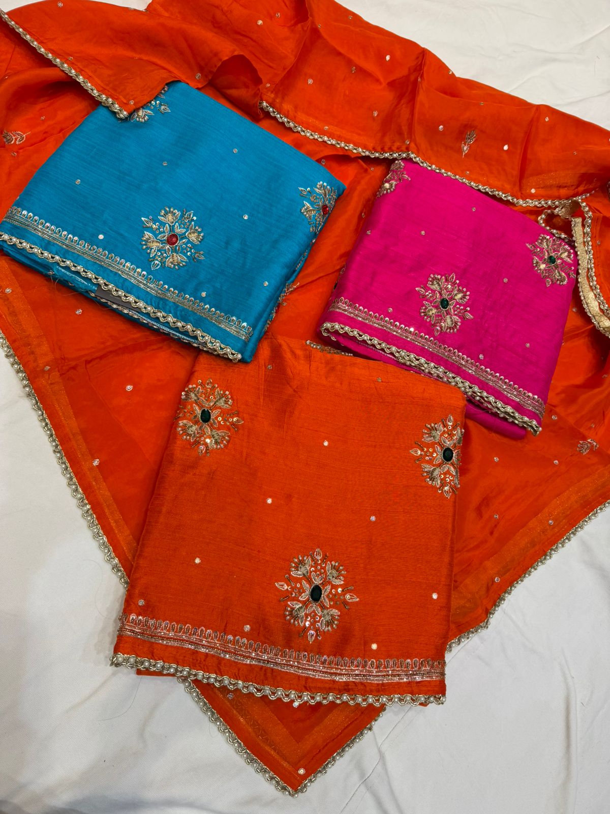 Neer Orange Silk Suit-Dupatta
