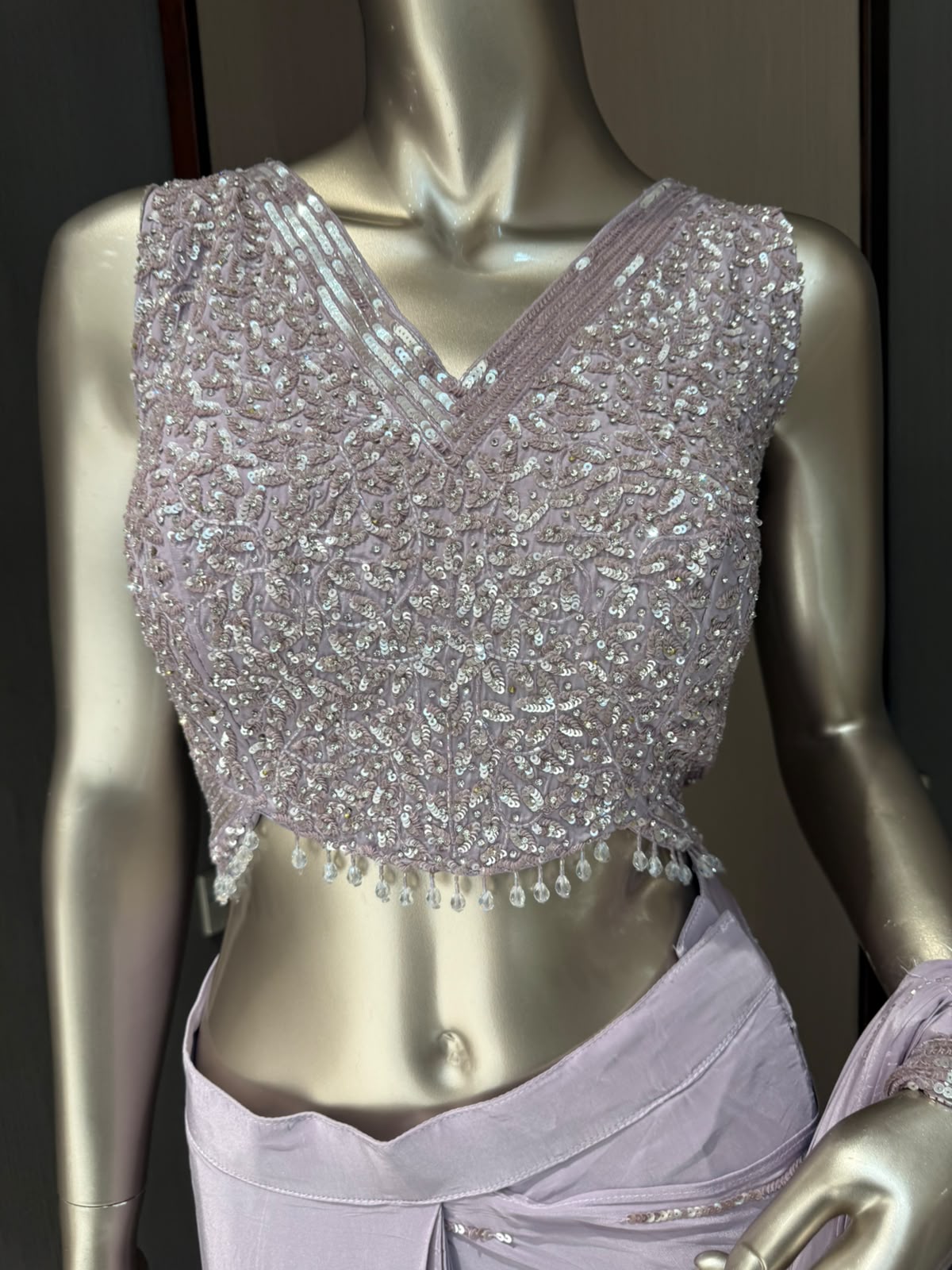 INARA Lavender Draped Saree with Embroidered Blouse