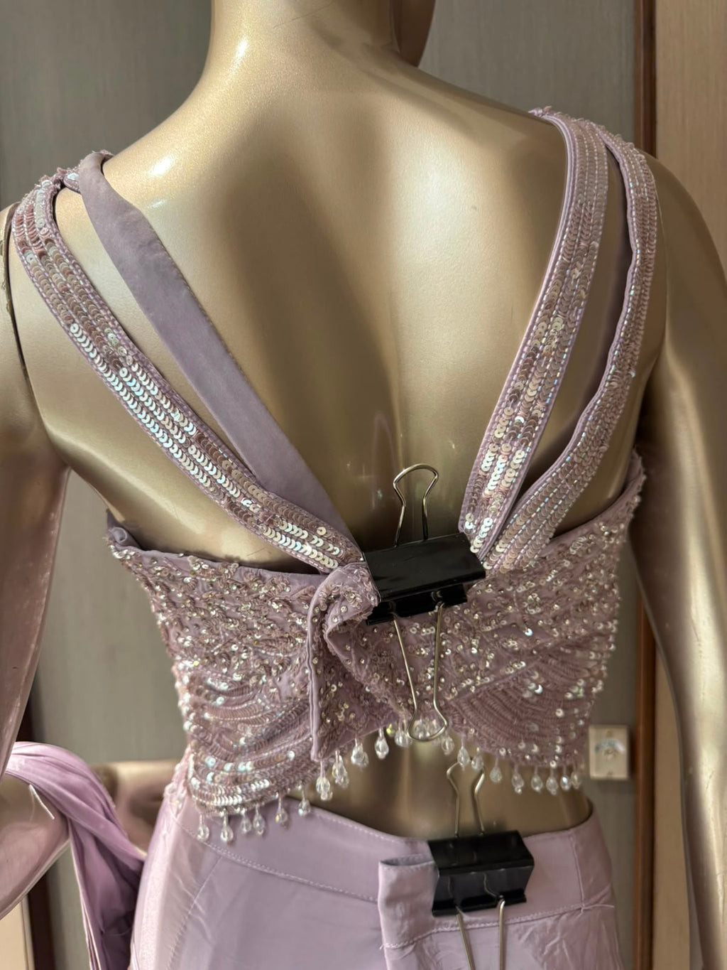 INARA Lavender Draped Saree with Embroidered Blouse