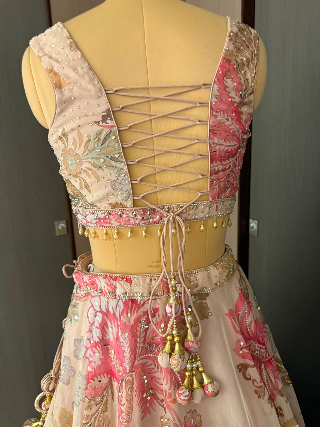 Nyraa Peach Floral Printed Lehenga Choli Set