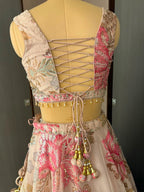 Nyraa Peach Floral Printed Lehenga Choli Set