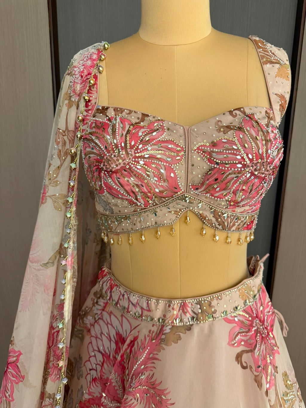 Nyraa Peach Floral Printed Lehenga Choli Set