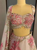 Nyraa Peach Floral Printed Lehenga Choli Set