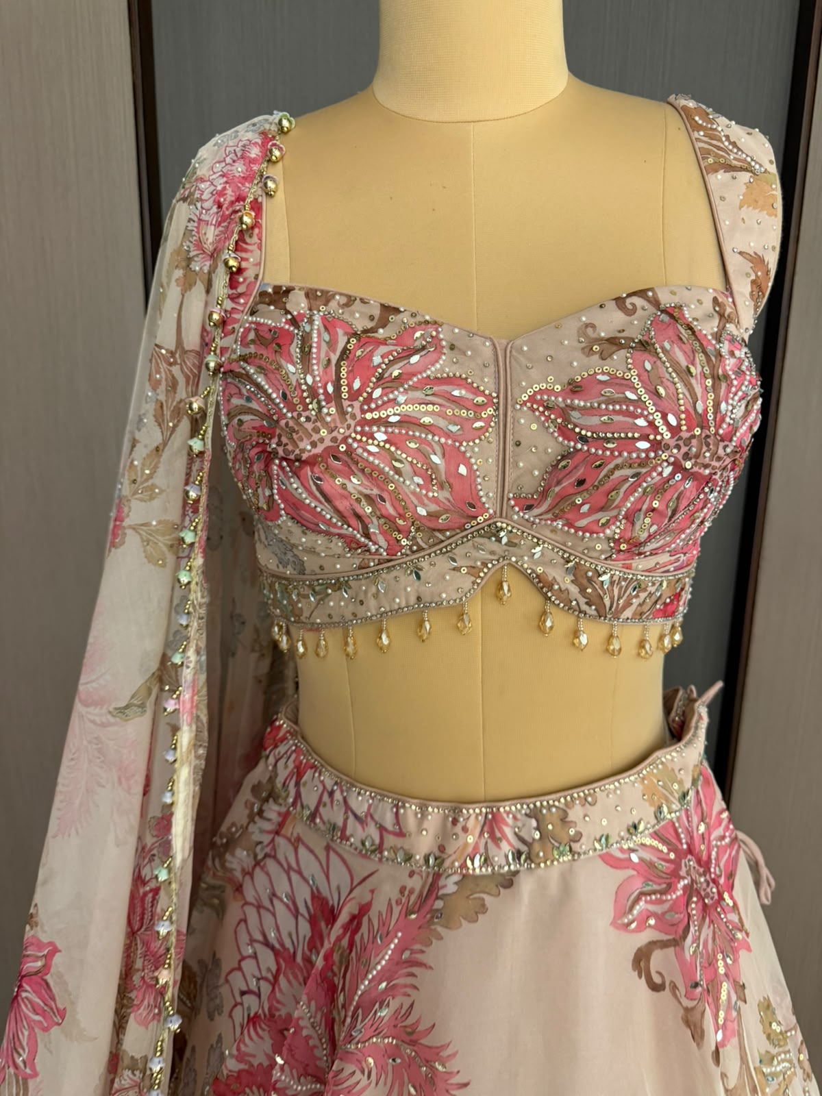 Nyraa Peach Floral Printed Lehenga Choli Set