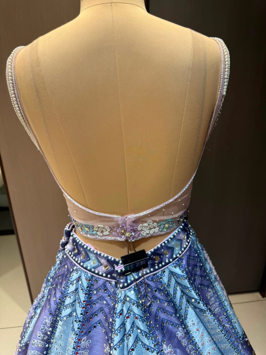 Nyraa Lavender & Blue Embroidered Lehenga Choli Set