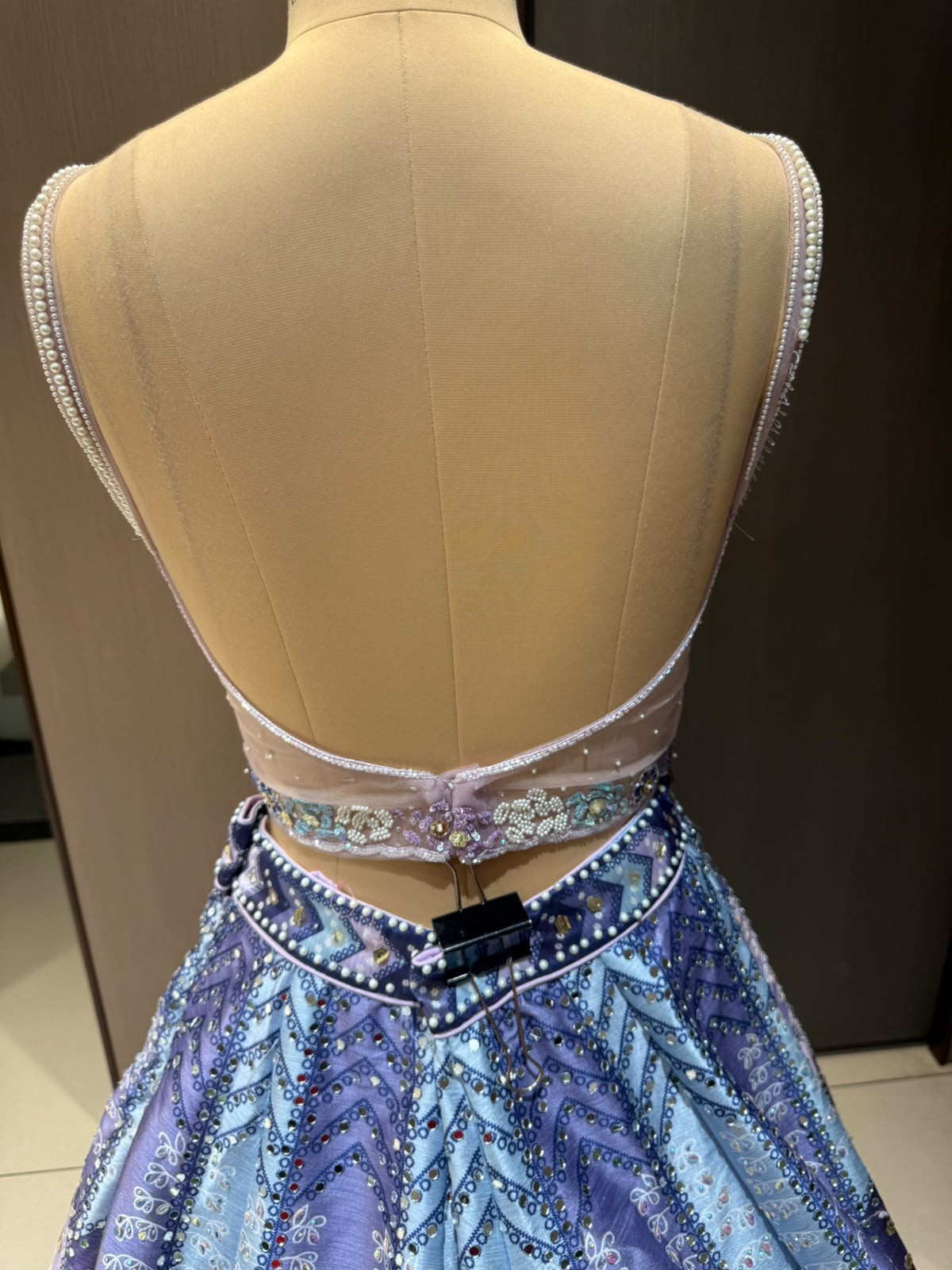 Nyraa Lavender & Blue Embroidered Lehenga Choli Set