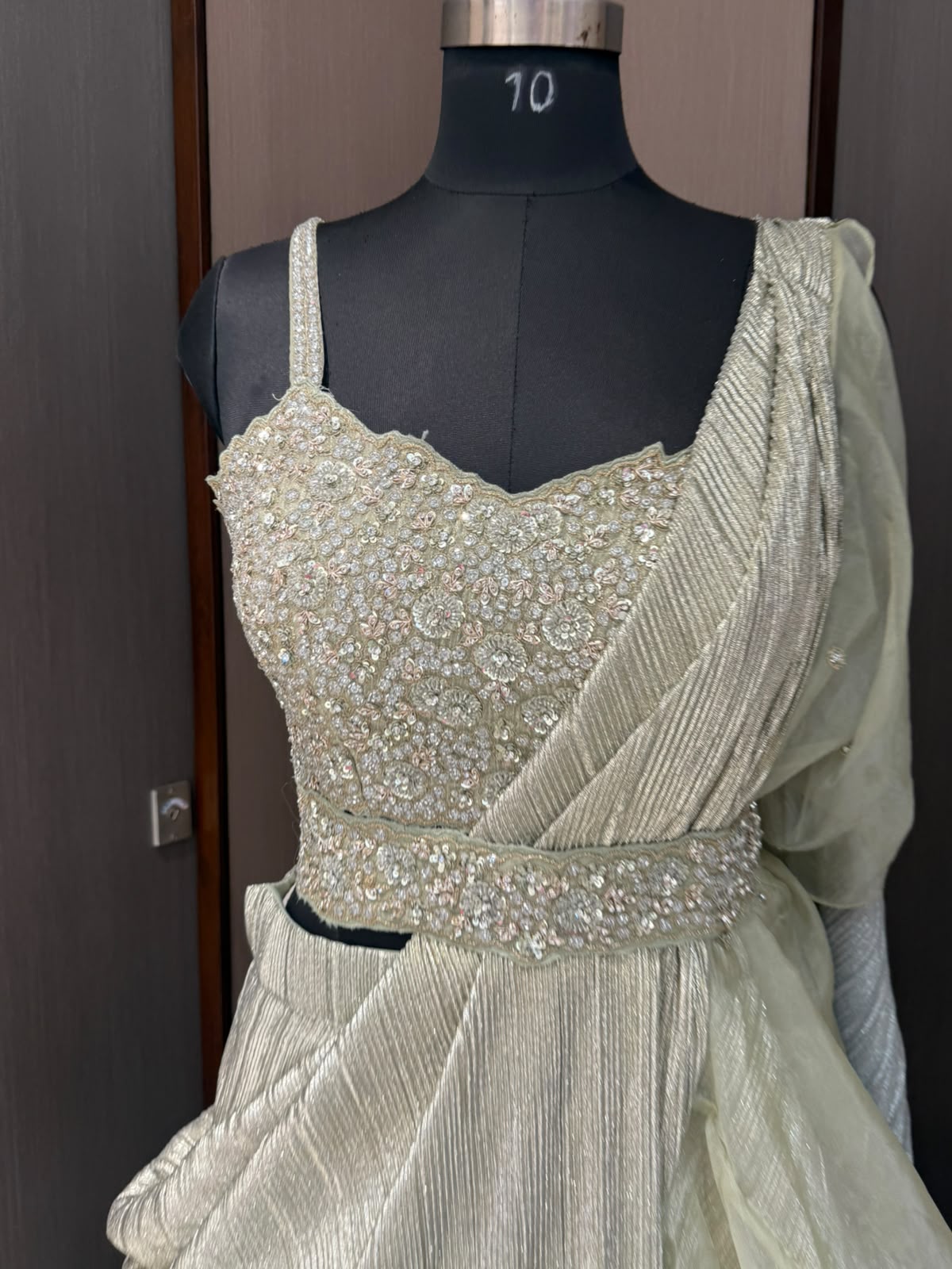 Nyraa Sea Green Lehenga Choli-Style Saree