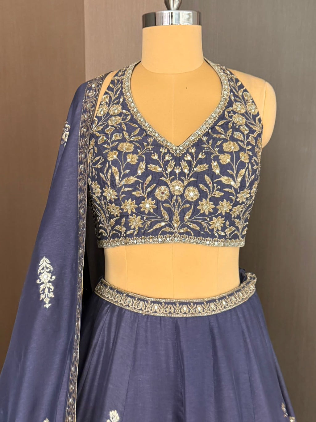 Nyraa Blue & Silver Embroidered Lehenga Choli