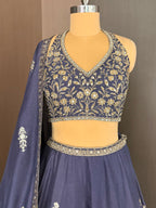 Nyraa Blue & Silver Embroidered Lehenga Choli