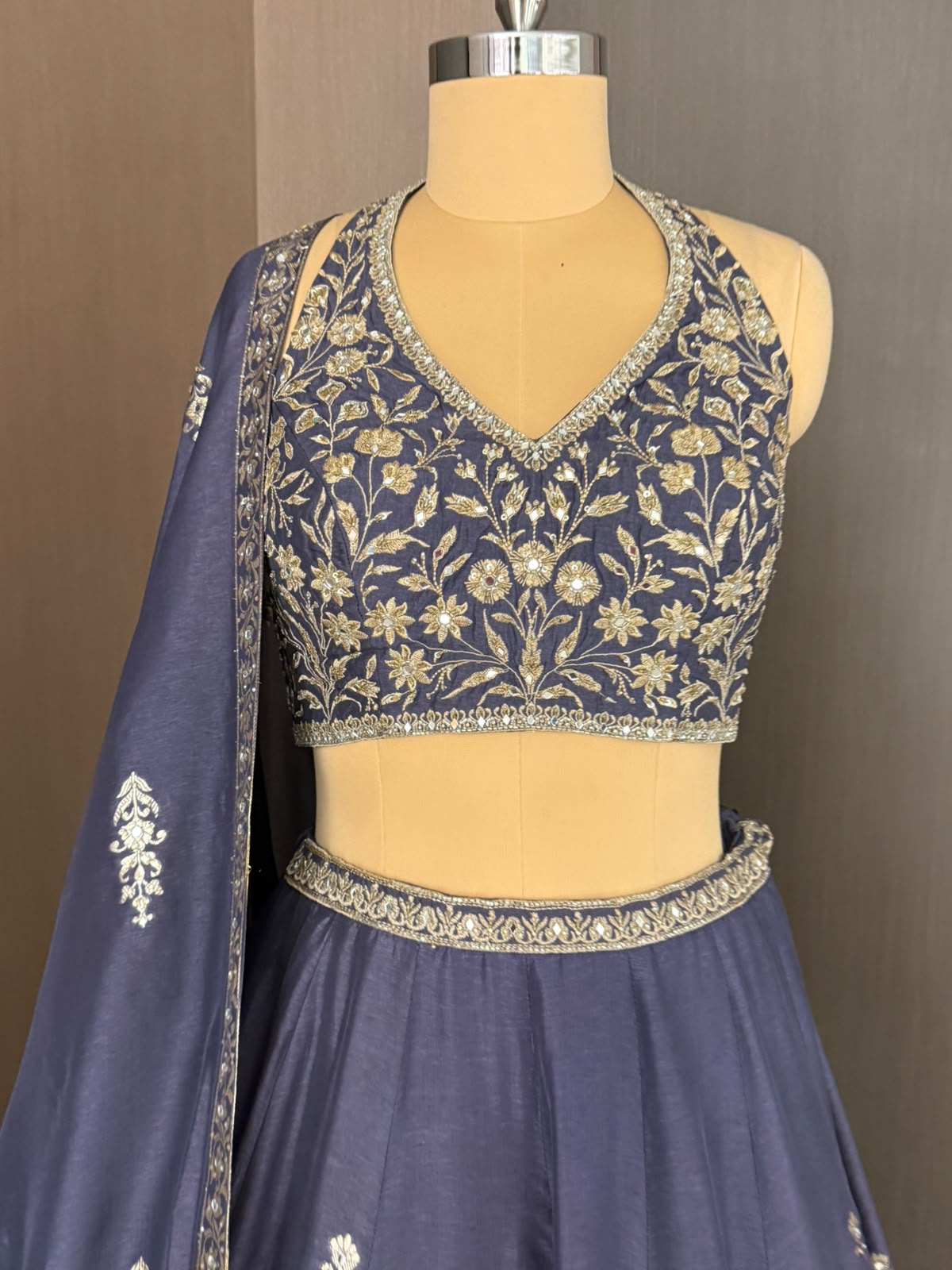 Nyraa Blue & Silver Embroidered Lehenga Choli