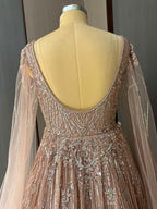 Nyraa Peach Embroidered Gown