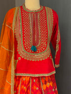 Nyraa Orange & Saffron Yellow Festive Lehenga with Long Choli