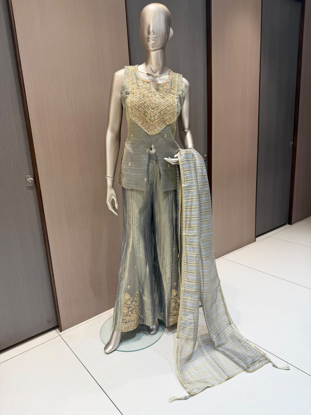 Taara Rust Embroidered Indo-Western Sharara Suit
