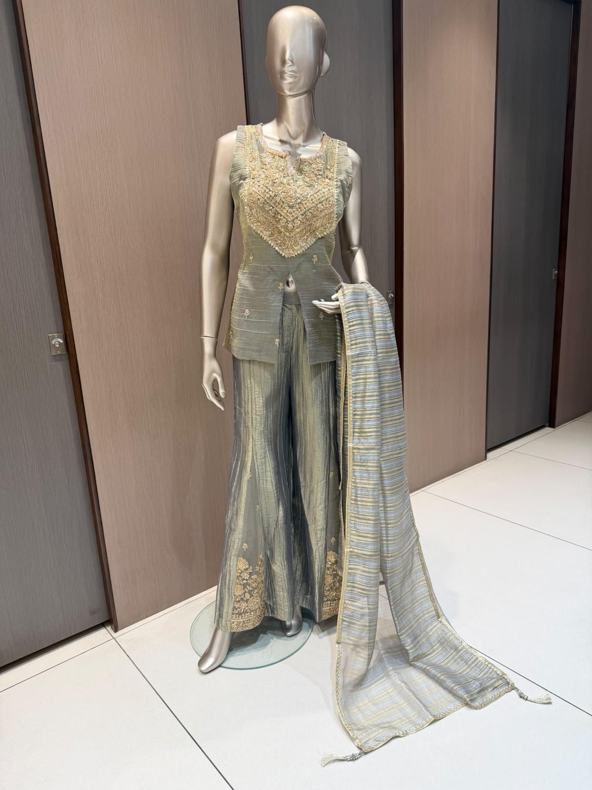 Taara Rust Embroidered Indo-Western Sharara Suit