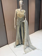Taara Rust Embroidered Indo-Western Sharara Suit