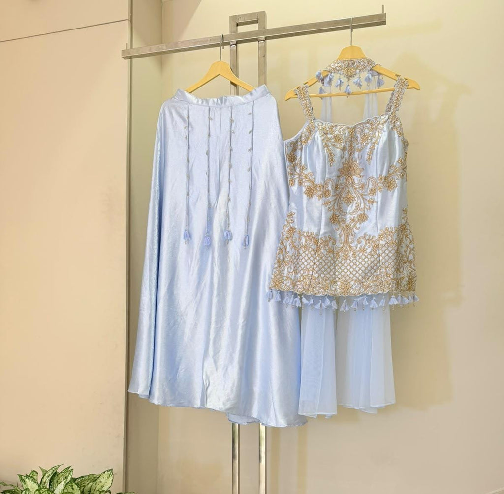 ARYA Light Blue Sharara Suit-Dupatta