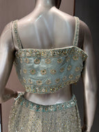AKRITI Mint Green Embroidered Indo-Western Sharara Suit
