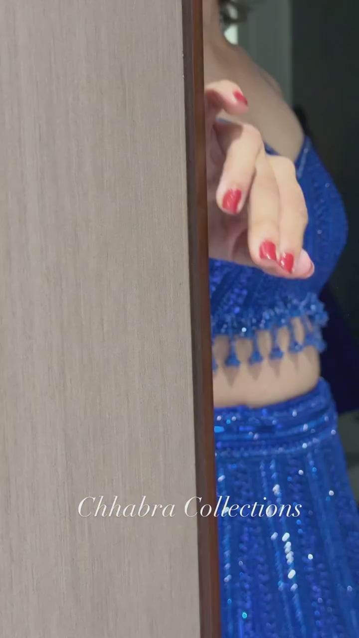 Nyraa Royal Blue Embroidered Lehenga