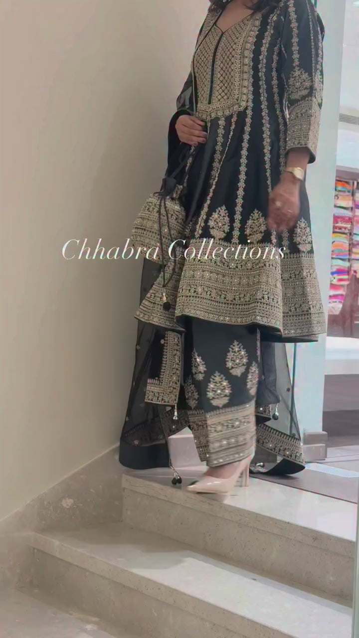 Mira Black & Grey Anarkali Farshi Salwar Suit