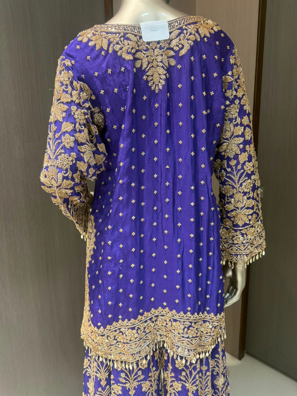 ARYA Blue Golden Embroidered Sharara Suit