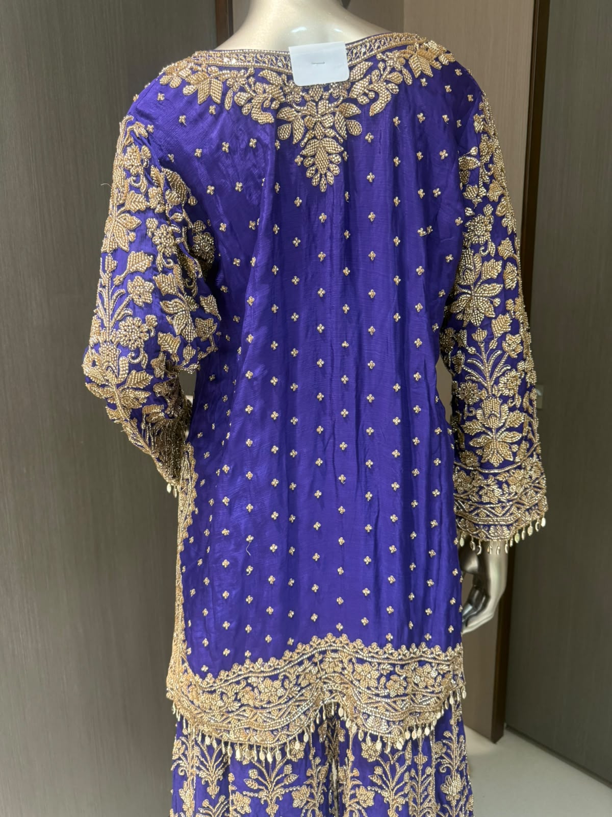 ARYA Blue Golden Embroidered Sharara Suit